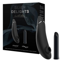 Womanizer Silver Delights - léghullámos csiklóizgatós vibrátor szett (fekete) kép