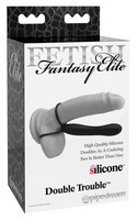 Fetish Double Trouble - here- és péniszgyűrű anál dildóval (fekete) kép