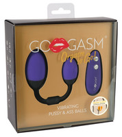 GoGasm Pussy & Ass - akkus, rádiós vibrációs tojás duó (lila-fekete) kép