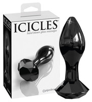 Icicles - kúpos üveg anál dildó (fekete) kép