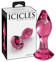 Icicles - kúpos üveg anál dildó (pink) kép