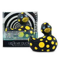 My Duckie Happiness 2.0 - pöttyös kacsa vízálló csiklóvibrátor (fekete-sárga) kép
