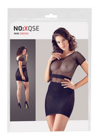 NO:XQSE - rövidujjú, necc betétes ruha tangával (fekete) kép
