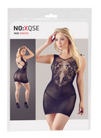NO:XQSE - virágos, necc betétes ruha tangával (fekete) kép
