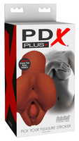 PDX Pick Your Pleasure Stroker - 2in1 élethű maszturbátor (barna) kép