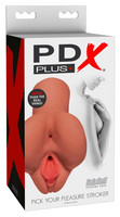 PDX Pick Your Pleasure Stroker - 2in1 élethű maszturbátor (sötét natúr) kép