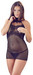 Mandy Mystery - rácsos nyakpántos necc ruha tangával (fekete) kép